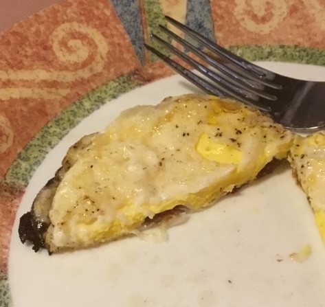 Freshly finished Carl Fried Egg.  This shows the inside with no runny yoke.